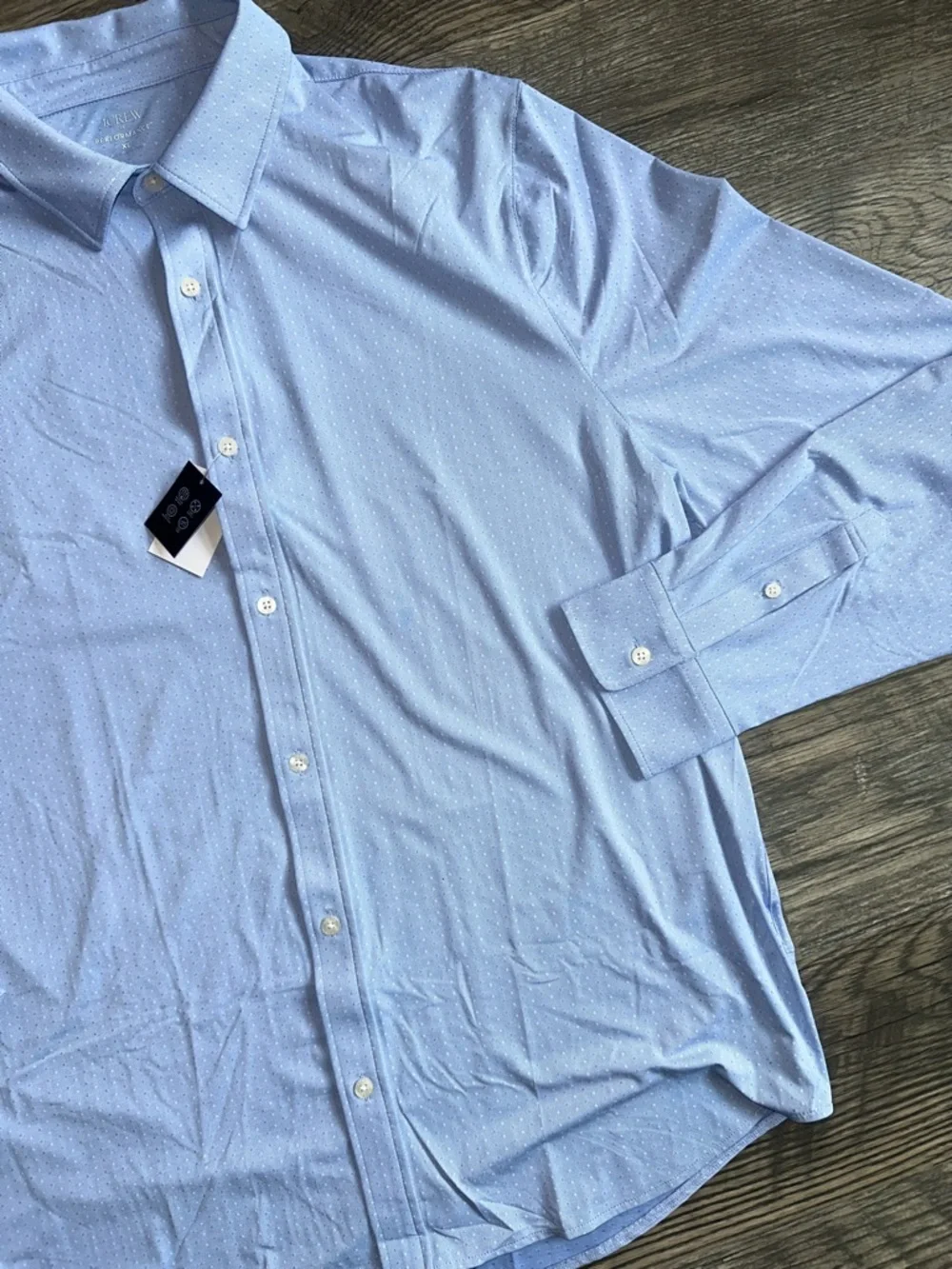 J. Crew NWT Dobby all day‎ performance Light Blue button front Shirt men’s XL